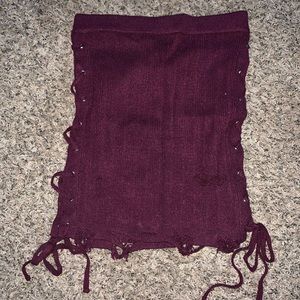 Purple tight distressed mini skirt